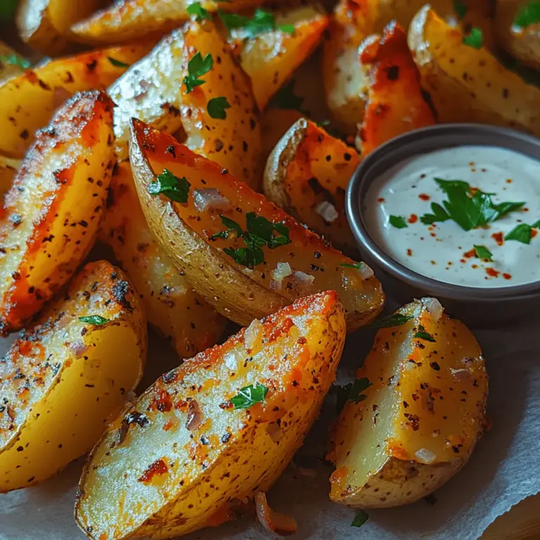 Crunchy Ranch Potato Wedges are a delightful fusion of comfort food and zesty flavor, making them an ideal side dish or snack for any occasion. These potato wedges take the humble russet potato and elevate it to new heights with a crispy exterior that gives way to a soft, fluffy interior. The addition of ranch seasoning introduces a burst of flavor that appeals to a wide audience, from children to adults. Whether you're hosting a casual gathering, preparing a family dinner, or simply indulging in a late-night snack, these crunchy wedges are sure to satisfy.