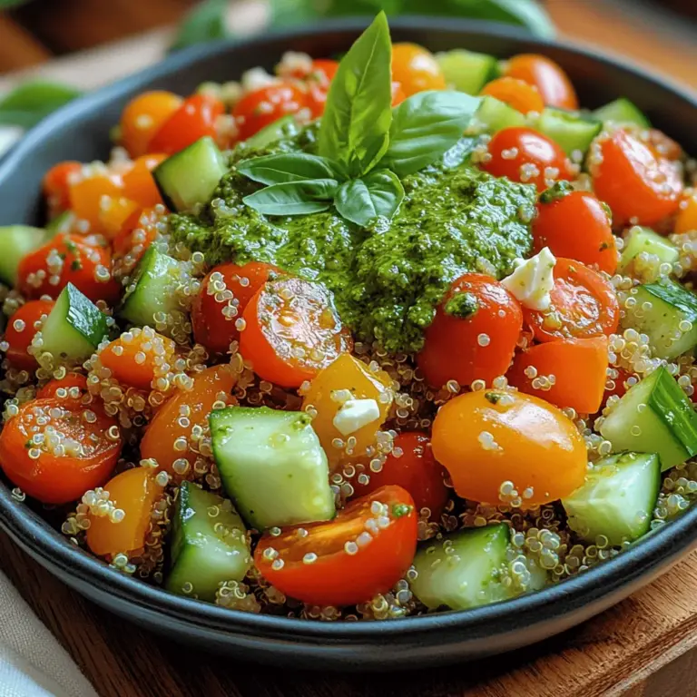 If you’re looking for a vibrant and nutritious dish that encapsulates the freshness of summer while being suitable for any season, then look no further than the Bright Basil Pesto Quinoa Salad. This dish not only satisfies the palate with its delightful combination of flavors but also showcases the incredible versatility of quinoa as a base for salads. The star of this recipe is undoubtedly the homemade basil pesto, which adds a rich, herby depth to the salad, making it a perfect option for everything from a hearty lunch to a light dinner.