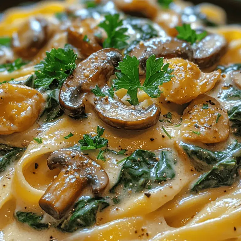 When it comes to comfort food, few dishes can rival the satisfaction of a well-prepared pasta dish. The Silky Spinach & Mushroom Pasta Delight is a prime example, offering a harmonious blend of flavors and textures that is both nourishing and indulgent. This creamy pasta creation showcases the earthy richness of mushrooms paired with the fresh, vibrant pop of spinach, resulting in a meal that is not only delicious but also packed with nutrients. Whether you're in the mood for a quick weeknight meal or aiming to impress family and friends at a dinner gathering, this recipe is designed to delight.