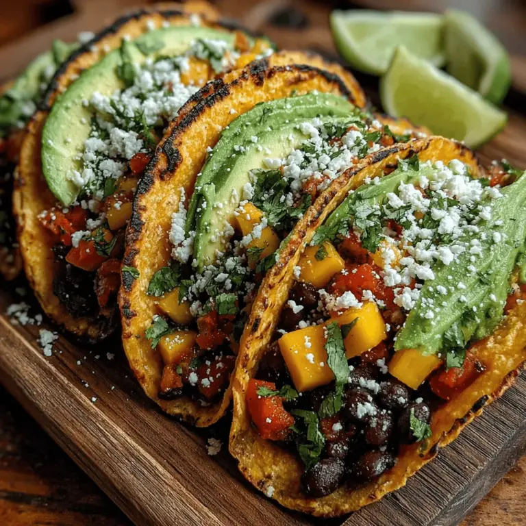 Mango Tango Tacos offer a refreshing twist on the classic taco that transcends traditional flavors and brings a burst of tropical essence to your dining table. This innovative recipe combines the natural sweetness of ripe mangoes with the hearty richness of black beans and a colorful medley of fresh vegetables. The result is a vibrant dish that not only pleases the palate but also delights the eyes, making it a perfect option for casual family meals or gatherings with friends.
