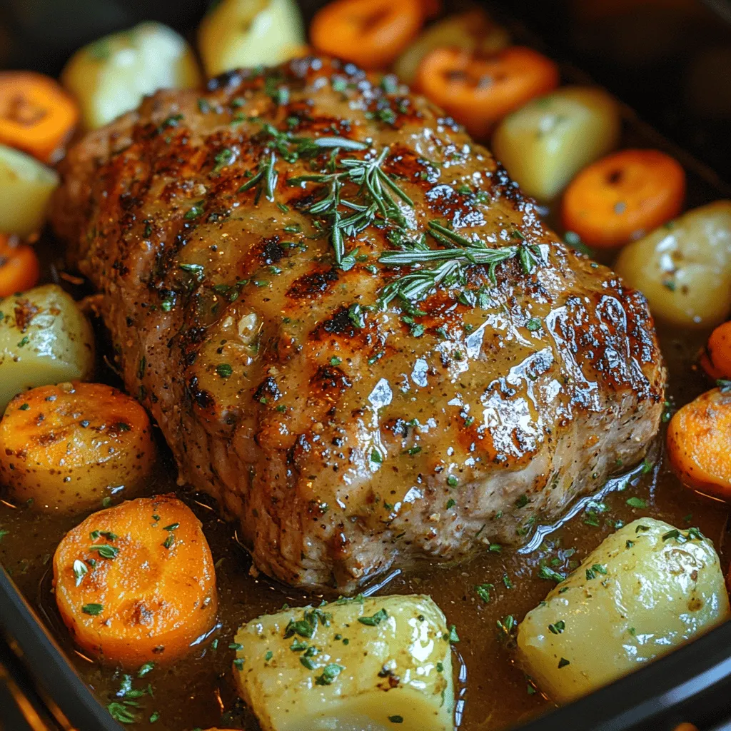 When it comes to crafting a memorable family dinner or prepping meals for the week ahead, few recipes can match the simplicity and satisfaction of a Slow Cooker Garlic Herb Pork Roast. This dish melds the rich, succulent flavors of pork with the aromatic allure of fresh herbs and garlic, creating a comforting centerpiece for any table. The beauty of using a slow cooker lies in its convenience; once the ingredients are prepped and assembled, it does the work for you, filling your home with enticing aromas as it simmers to perfection. Whether you’re hosting a Sunday family dinner or simply seeking an easy weeknight meal, this recipe is sure to impress without overwhelming your schedule.