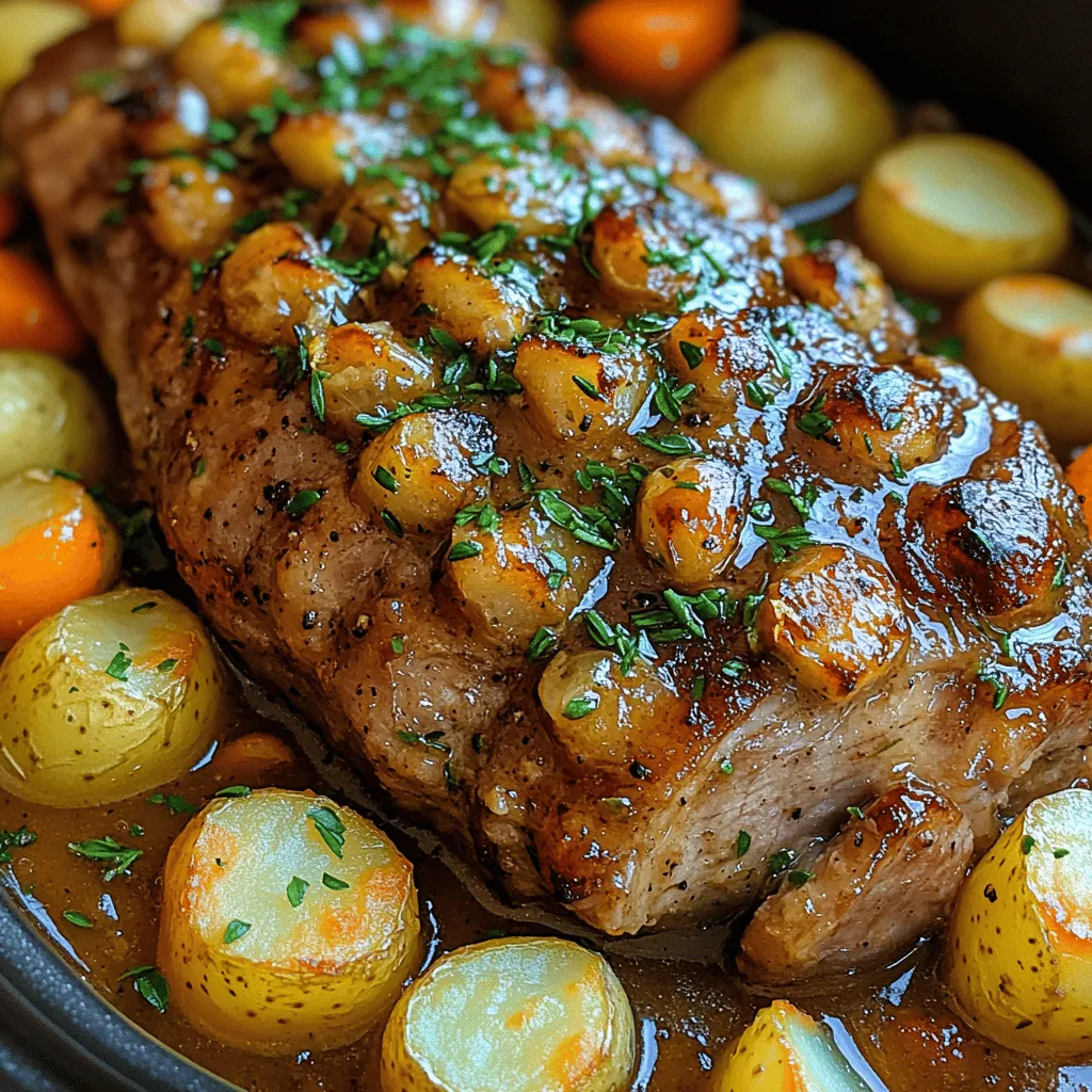 When it comes to crafting a memorable family dinner or prepping meals for the week ahead, few recipes can match the simplicity and satisfaction of a Slow Cooker Garlic Herb Pork Roast. This dish melds the rich, succulent flavors of pork with the aromatic allure of fresh herbs and garlic, creating a comforting centerpiece for any table. The beauty of using a slow cooker lies in its convenience; once the ingredients are prepped and assembled, it does the work for you, filling your home with enticing aromas as it simmers to perfection. Whether you’re hosting a Sunday family dinner or simply seeking an easy weeknight meal, this recipe is sure to impress without overwhelming your schedule.