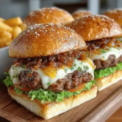 Caramelized Onion and Swiss Stuffed Burgers