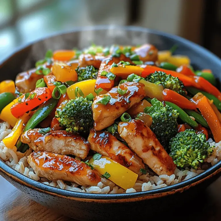 The Colorful Chicken Veggie Stir-Fry is a vibrant and nutritious dish that brings together tender chicken and a medley of fresh vegetables, all tossed in a flavorful sauce. This recipe not only boasts a dazzling array of colors but also provides a balanced nutritional profile that makes it a perfect meal for busy weeknights or leisurely weekend dinners. With its quick preparation time and adaptability, this stir-fry can easily cater to varying tastes and dietary needs, ensuring that everyone at the table will find something to love.