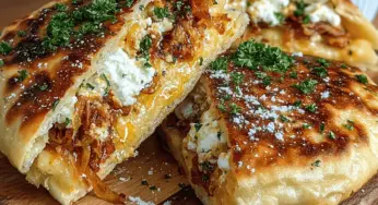 Savory Caramelized Onion & Feta Stuffed Flatbreads