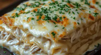Creamy Slow Cooker Chicken Alfredo Lasagna Recipe