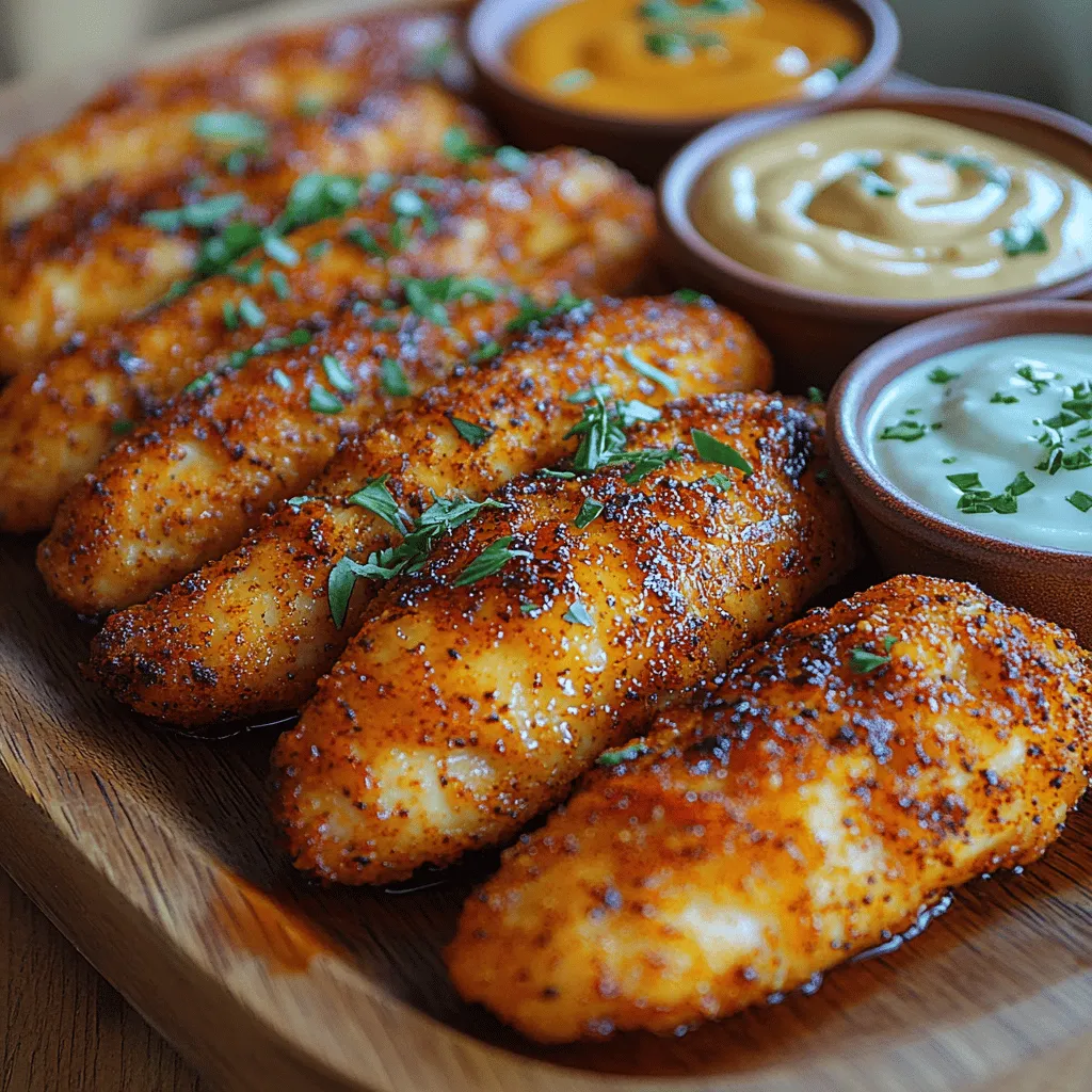 <strong>Introduction</strong>” /></p>
</p>
<h2>Tips for Achieving an Even Coating</h2>
</p>
<p>To ensure your Cajun chicken strips are perfectly coated, start with these essential tips:</p>
</p>
<p>1. <strong>Use Dry Ingredients</strong>: Make sure your flour and seasonings are well-mixed and free of lumps. This ensures a consistent coating on each strip.</p>
<p>2. <strong>Pat Dry the Chicken</strong>: Before breading, use paper towels to pat the chicken strips dry. Excess moisture can prevent the coating from adhering properly.</p>
<p>3. <strong>Double Dredge for Extra Crispiness</strong>: For an extra crunchy exterior, consider double dredging your chicken. Dip the chicken in the egg wash, then coat it in the flour mixture, and repeat the process. This creates a thicker layer of breading that crisps up beautifully when fried.</p>
<p>4. <strong>Resting Time</strong>: After coating the chicken, let it sit on a wire rack for about 10-15 minutes. This resting period allows the breading to adhere better, ensuring it doesn’t fall off during frying.</p>
</p>
<h2>Dredging the Chicken</h2>
</p>
<p>Dredging is a crucial step in preparing the chicken for frying. Here’s how you can do it effectively:</p>
</p>
<p>1. <strong>Prepare the Ingredients</strong>: Set up a dredging station with three shallow dishes: one for seasoned flour, one for beaten eggs, and one for the seasoned breadcrumbs (if using).</p>
<p>2. <strong>First Dip</strong>: Start by taking a chicken strip and coating it in the seasoned flour. Shake off any excess flour.</p>
<p>3. <strong>Egg Wash</strong>: Next, dip the floured chicken strip into the egg wash, ensuring it’s fully covered. This step helps the breadcrumbs adhere better.</p>
<p>4. <strong>Final Coating</strong>: Lastly, roll the chicken strip in the seasoned breadcrumbs, pressing gently to ensure an even coating.</p>
<p>5. <strong>Resting Time</strong>: Place the dredged strips on a wire rack and let them rest for about 10-15 minutes. This resting time is essential for achieving a crispy texture.</p>
</p>
<h2>Heating the Oil</h2>
</p>
<p>Proper oil heating is critical for frying chicken strips to perfection. Here’s how to do it safely:</p>
</p>
<p>1. <strong>Choosing the Right Oil</strong>: Use a high smoke point oil, such as vegetable oil, canola oil, or peanut oil. These oils withstand higher temperatures without burning.</p>
<p>2. <strong>Temperature Check</strong>: Heat the oil in a deep fryer or large, heavy-bottomed pot over medium-high heat. A thermometer is essential here; aim for an oil temperature of 350°F to 375°F (175°C to 190°C). If you don’t have a thermometer, drop a small piece of bread into the oil. If it sizzles and browns in about 60 seconds, the oil is ready.</p>
<p>3. <strong>Safety Precautions</strong>: Always keep a close eye on the oil as it heats. Never leave it unattended, and keep a lid nearby in case of flare-ups. Use a splatter guard to minimize mess and protect yourself from hot oil splatters.</p>
</p>
<h2>Frying the Chicken Strips</h2>
</p>
<p>Once your oil is heated, it’s time to fry the chicken strips. Follow these best practices for delicious results:</p>
</p>
<p>1. <strong>Batch Frying</strong>: Avoid overcrowding the pot, as this can lower the oil temperature and result in soggy chicken. Fry the strips in batches, giving each piece enough room to cook evenly. Depending on the size of your pot, 3-4 strips at a time should work well.</p>
<p>2. <strong>Cooking Time</strong>: Fry the chicken strips for about 5-7 minutes, turning them halfway through for even cooking. The strips are done when they reach a golden brown color and an internal temperature of 165°F (74°C).</p>
<p>3. <strong>Checking for Doneness</strong>: Use a meat thermometer to ensure the chicken is cooked through. If you don’t have one, cut into a thick strip to check that the meat is no longer pink.</p>
</p>
<h2>Draining and Seasoning</h2>
</p>
<p>After frying, it’s important to drain excess oil and season your chicken strips:</p>
</p>
<p>1. <strong>Draining</strong>: Use a slotted spoon to remove the chicken strips from the oil, letting them drain over the pot for a few moments. Then, transfer them to a plate lined with paper towels or a wire rack. This will help absorb any leftover oil.</p>
<p>2. <strong>Seasoning</strong>: While the chicken strips are still hot, sprinkle them with additional Cajun seasoning or salt. The heat will help the seasoning stick, enhancing the flavor.</p>
</p>
<h2>Serving Suggestions</h2>
</p>
<p>To elevate your crispy Cajun chicken strips, consider pairing them with delicious dipping sauces and side dishes:</p>
</p>
<h3>Recommended Dipping Sauces</h3>
</p>
<p>1. <strong>Ranch Dressing</strong>: A classic choice, ranch adds a cool, creamy contrast to the spicy chicken strips.</p>
<p>2. <strong>Honey Mustard</strong>: The sweet and tangy flavor of honey mustard is perfect for balancing the Cajun spice.</p>
<p>3. <strong>Spicy Aioli</strong>: For those who crave a kick, a spicy garlic aioli can enhance the flavor profile of your chicken strips.</p>
<p>4. <strong>Buffalo Sauce</strong>: If you love heat, serve your chicken with buffalo sauce for an extra spicy experience.</p>
</p>
<h3>Side Dishes</h3>
</p>
<p>1. <strong>Coleslaw</strong>: A refreshing coleslaw provides a crunchy contrast and balances the richness of the chicken.</p>
<p>2. <strong>French Fries</strong>: Crispy fries are a classic accompaniment, perfect for dipping into any sauces.</p>
<p>3. <strong>Side Salad</strong>: A light, green salad with a vinaigrette can round out the meal and add a healthy element.</p>
</p>
<h2>Nutritional Information</h2>
</p>
<p>Understanding the nutritional content of your crispy Cajun chicken strips is essential for mindful eating:</p>
</p>
<p>1. <strong>Calories and Macronutrients</strong>: Each serving of crispy Cajun chicken strips (approximately 4 strips) contains about 400-500 calories, depending on the breading and frying method. The macronutrient breakdown typically includes:</p>
<p>– Protein: 30-35g</p>
<p>– Fat: 20-25g</p>
<p>– Carbohydrates: 30g</p>
</p>
<p>2. <strong>Balancing Indulgence</strong>: While this dish is indulgent, it can be enjoyed as part of a balanced diet. Pair it with healthier sides like salads or steamed vegetables to create a more nutritious meal. Moderation is key, allowing you to savor the crispy flavors without overindulging.</p>
</p>
<h2>Conclusion</h2>
</p>
<p>Crispy Cajun chicken strips are not just a meal; they’re an experience that brings warmth and flavor to your dining table. With their golden-brown crust, juicy chicken, and zesty spices, they’re perfect for family dinners, game days, or casual gatherings.</p>
</p>
<p>Encourage your creativity by experimenting with various dipping sauces and side dishes. Whether you stick to classic ranch or venture into spicy aioli territory, every bite will be a flavor explosion.</p>
</p>
<p>Enjoy the versatility of this dish, as it can be served as a main course, appetizer, or even in sandwiches. Embrace the joy of cooking and savor the delightful crunch of your homemade crispy Cajun chicken strips.</p>
</div>