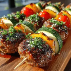 Sweet & Savory Honey Glazed Meatball and Veggie Skewers