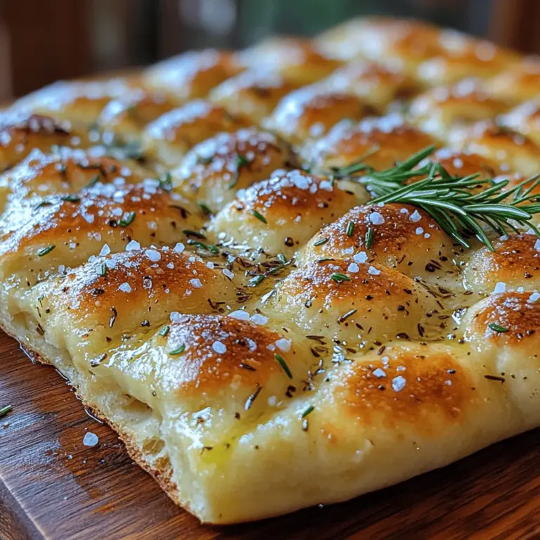 Focaccia, a delightful Italian bread, has charmed palates around the world with its soft, airy texture and rich flavor. This Savory Rosemary Garlic Focaccia recipe is a quintessential representation of this beloved dish, combining the earthy essence of rosemary with the aromatic allure of garlic. Perfectly baked to golden perfection, this focaccia not only serves as an exquisite side dish but can also stand as a flavorful centerpiece in any meal.