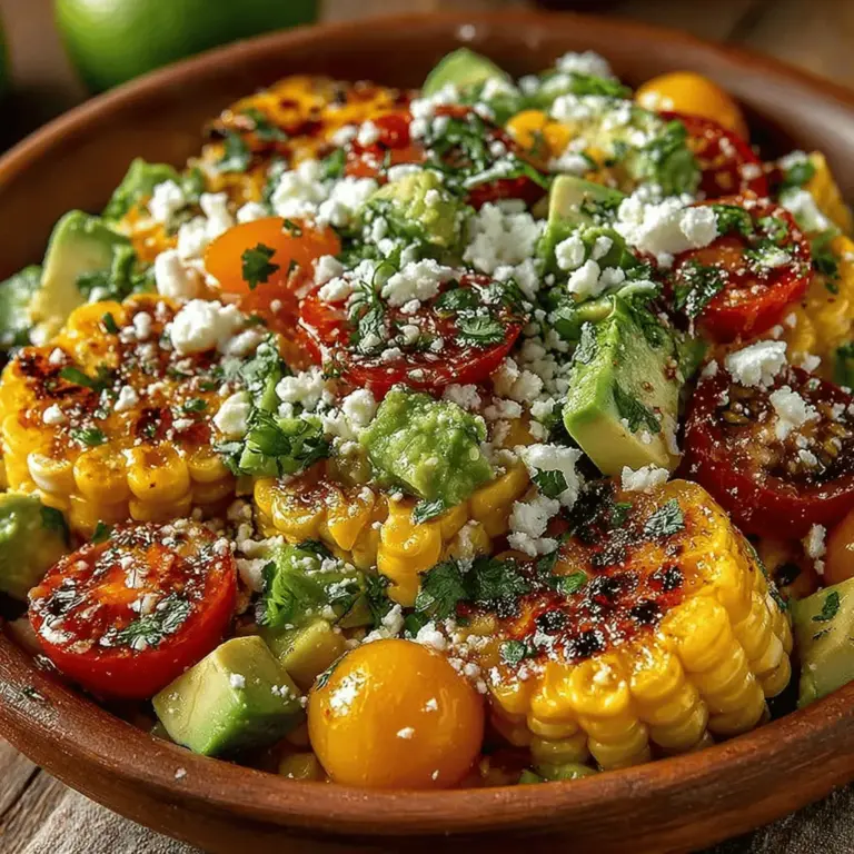 What makes the Sunny Delight Sweet Corn Salad irresistible is not just its flavor but also its health benefits. Sweet corn, the star of this dish, is a great source of dietary fiber, vitamins B and C, and essential minerals like magnesium and potassium. These nutrients contribute to heart health, improved digestion, and overall well-being. Additionally, the use of seasonal produce enhances the salad's flavor profile. Ingredients like cherry tomatoes and bell peppers are at their peak during summer, providing the freshest taste that’s hard to replicate with out-of-season produce.