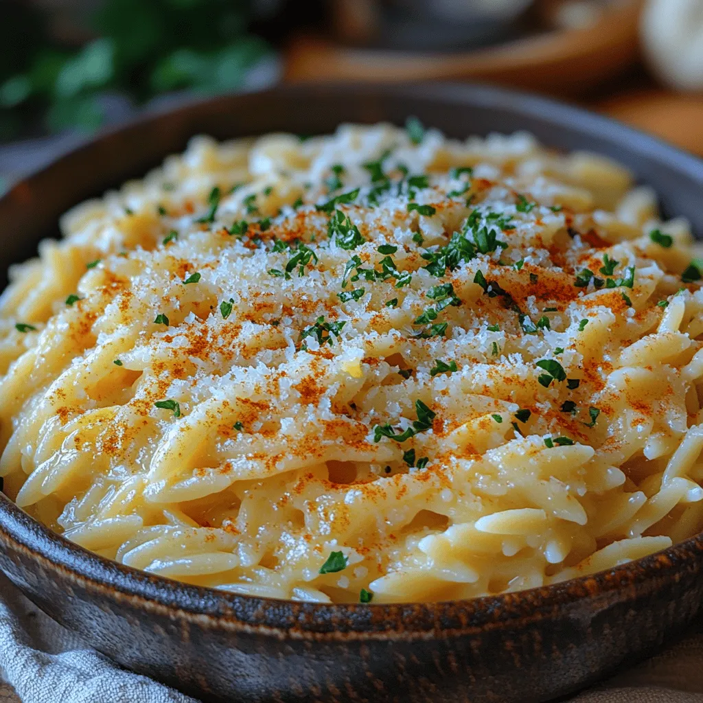 Creamy Lemon Garlic Orzo is a dish that tantalizes the taste buds with its vibrant flavors and comforting texture. This recipe combines the nutty essence of orzo pasta with the zesty brightness of lemon and the aromatic allure of garlic, creating a delightful culinary experience that is both simple to prepare and incredibly satisfying. Perfect as a side dish or a main course, this orzo recipe stands out for its unique combination of ingredients that transform a humble pasta into a gourmet delight.